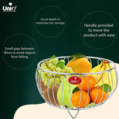 Stainless Steel Fruit Basket for Dining Table – Multipurpose Vegetable & Fruit Bowl, Countertop Stand, Onion Storage, 26x15x12 cm