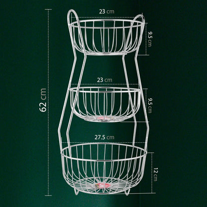 3-Tier Stainless Steel Fruit Basket – Hexagonal, Kitchen & Dining Table Stand