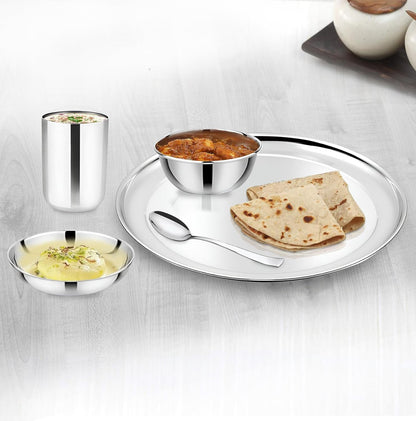 9 Pieces Stainless Steel Heavy Gauge Glass Set – Scratch Resistant Serving Glasses, 300ml for Water & Juice, Silver, Dia 6.5 cm, Height 10 cm