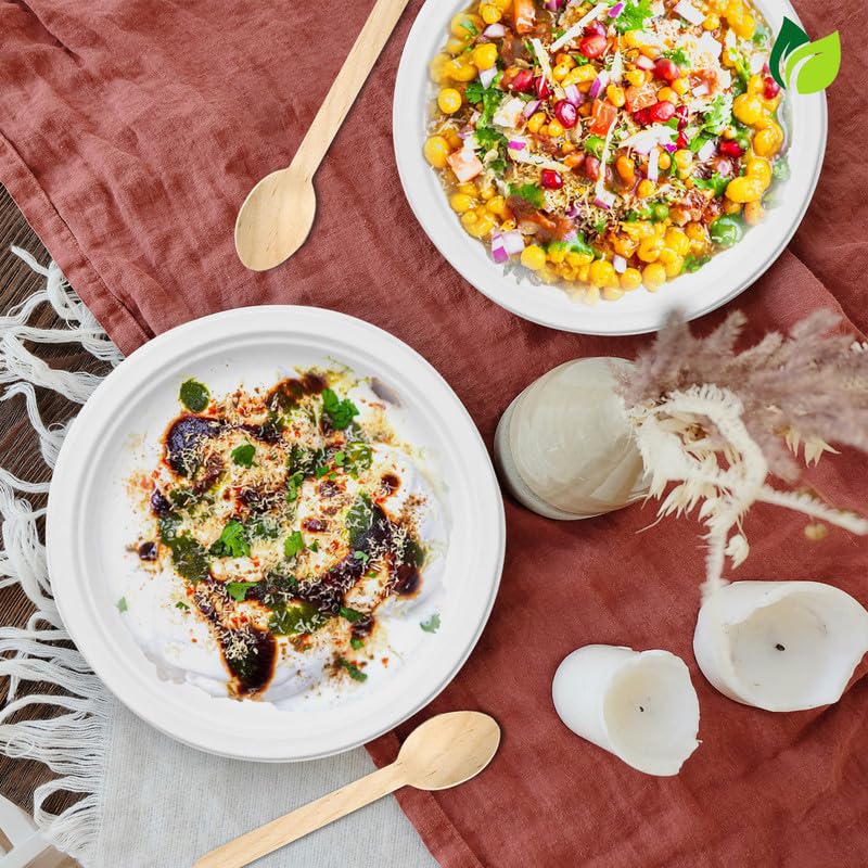 25pc Bagasse Plates | 6in Eco-Friendly Disposable | White