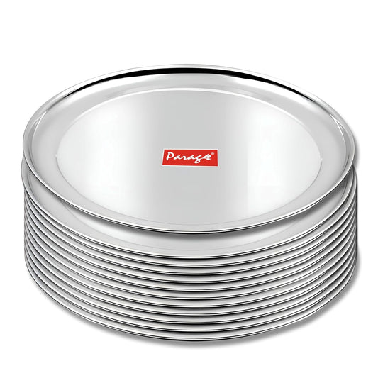 12pc Stainless Steel Raj Bhog Plate | 12in Heavy Gauge | Silver