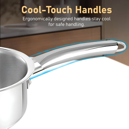 Tripure Triply Stainless Steel 16cm Saucepan 1.75L | Scratch Resistant, Induction & Gas Friendly