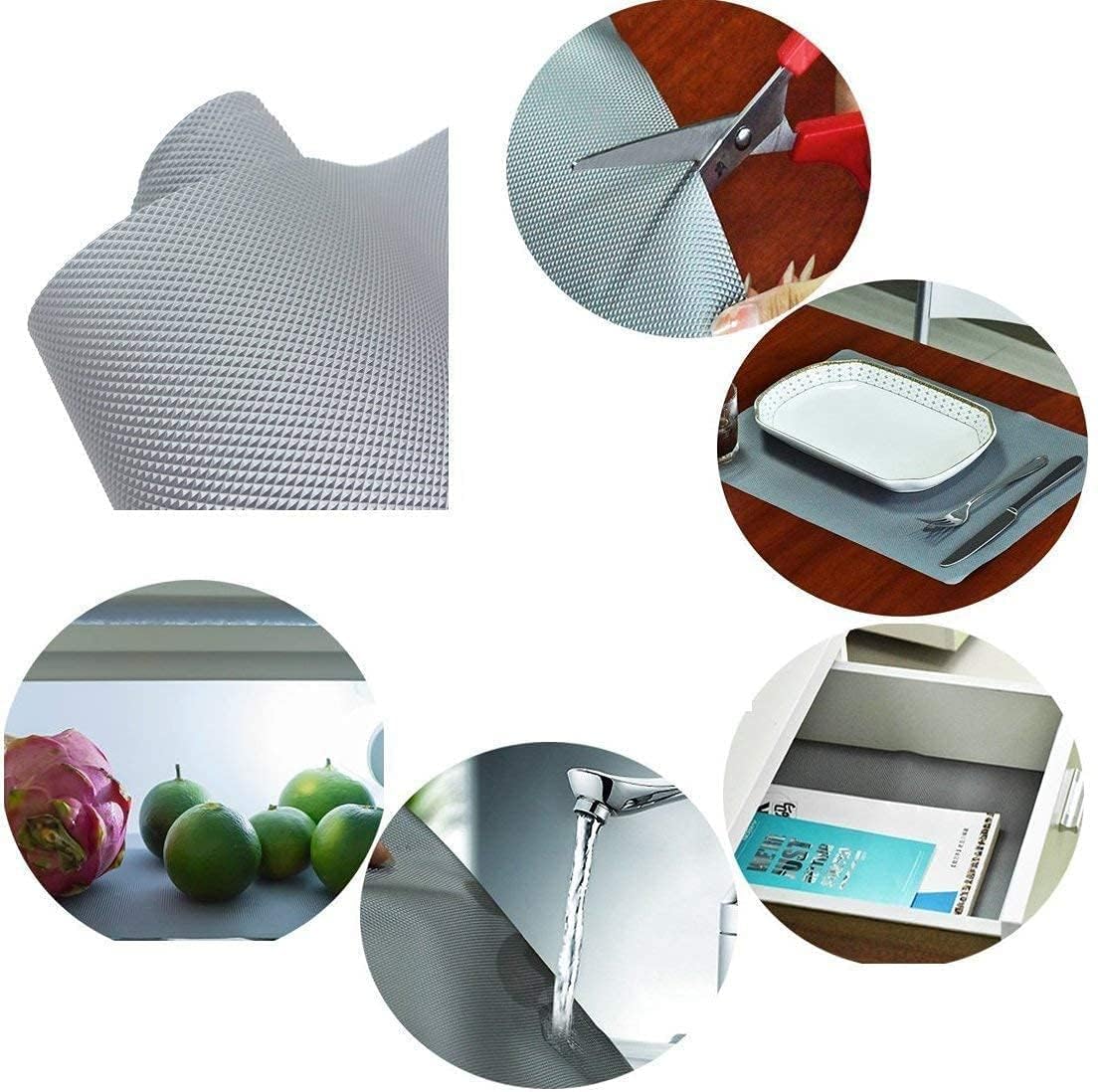 Metallic Grey EVA Anti-Slip Shelf Liner Roll – 45 cm x 5 m, Multipurpose Mats