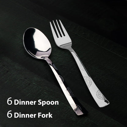 12pc Stainless Steel Golden Cutlery | 16cm Spoons & Forks | Dining