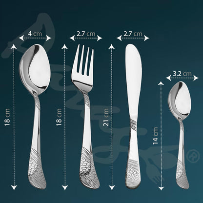25 Pieces Stainless Steel Imperial Cutlery Set with Wooden Hanging Stand – Includes 6 Tea Spoons, 6 Table Spoons, 6 Table Forks, 6 Knives, 24K Gold Plated Spoon Set