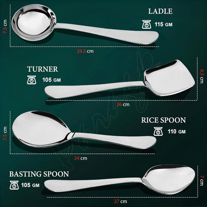 4-Piece Stainless Steel Serving Spoon Set | Heavy Gauge 1.8mm | Kitchen & Dining Use