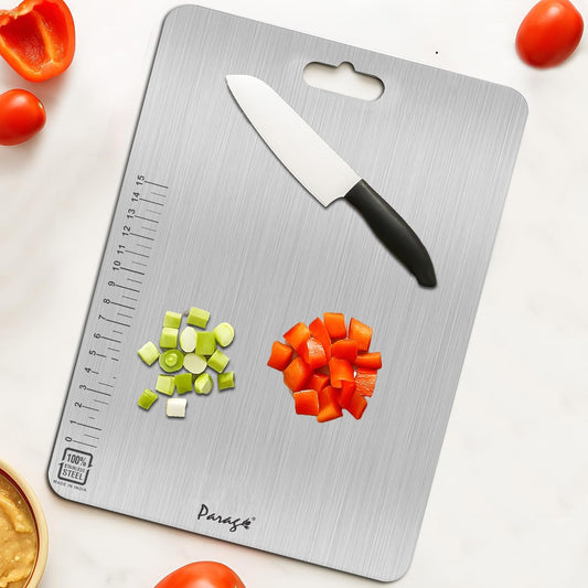 Premium Stainless Steel Chopping Board for Kitchen & Professional Use – Medium 31x21 cm, Ideal for Meat, Fish, Fruits, Bread & Vegetables, Heavy Duty & Rust-Free