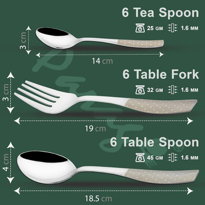 18 Pieces Stainless Steel Premium Cutlery Set – Spoons & Forks, Silver Dazzle Design
