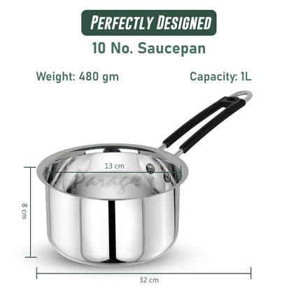 Stainless Steel Saucepan | 1L Heavy Gauge | Silver