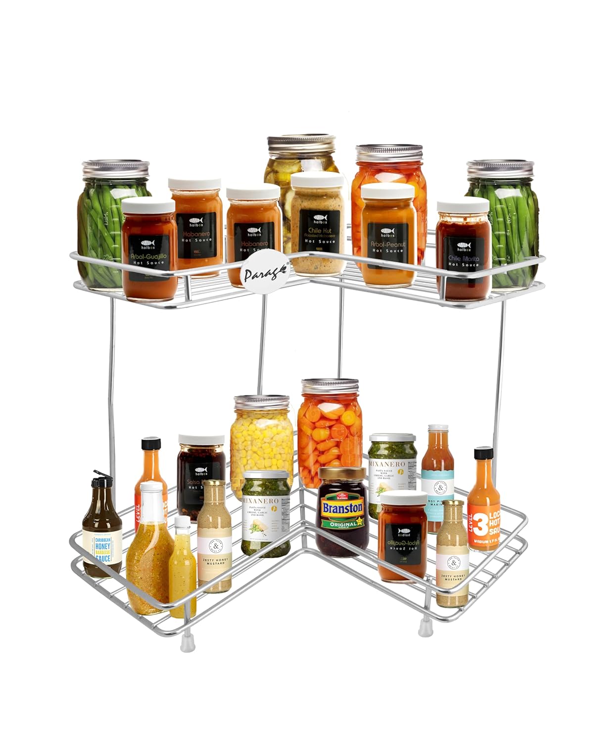 2 Tier Stainless Steel Corner Rack | L Shape Wall Mount Kitchen Shelf