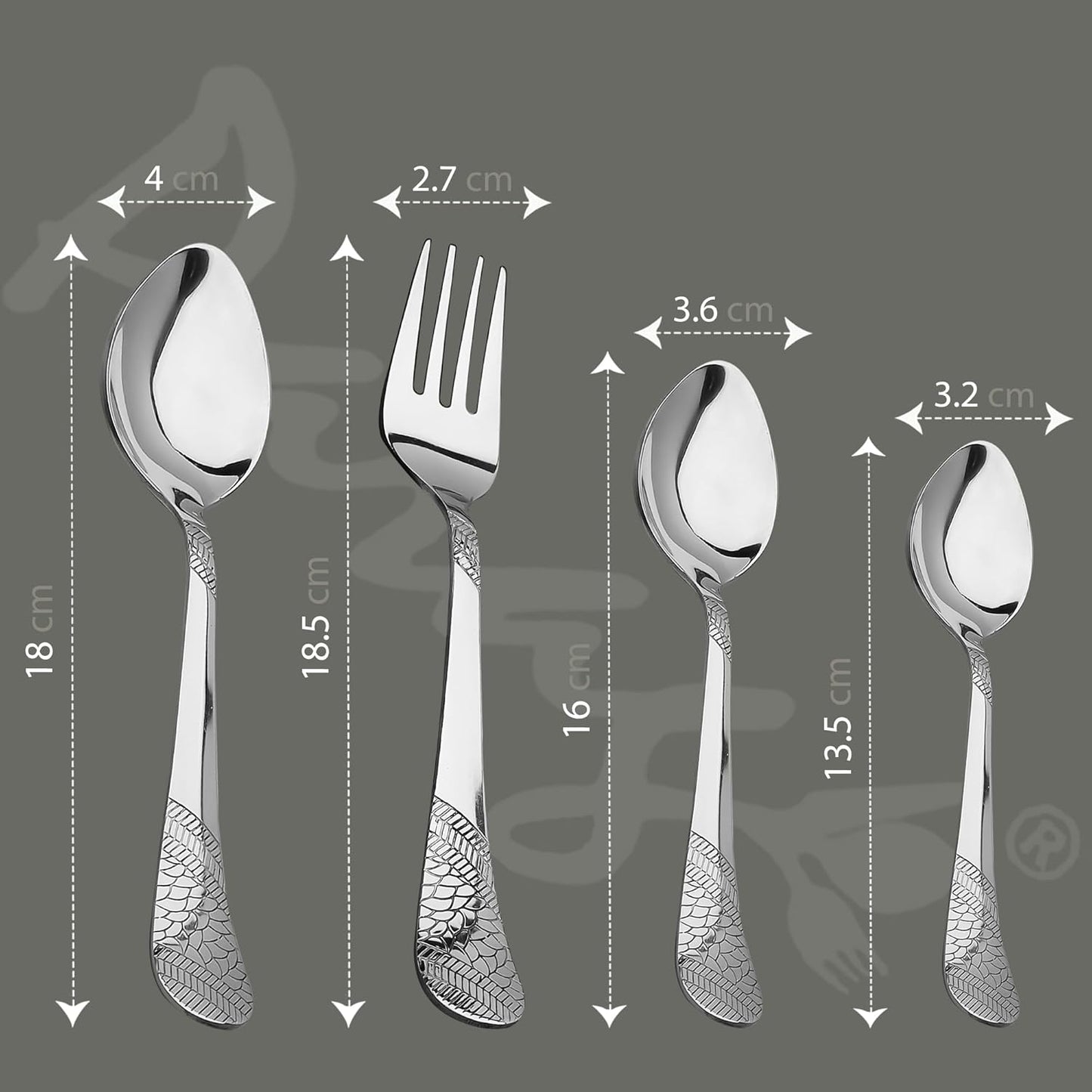24pc Stainless Steel Cutlery | Spoons Forks Tea | Silver