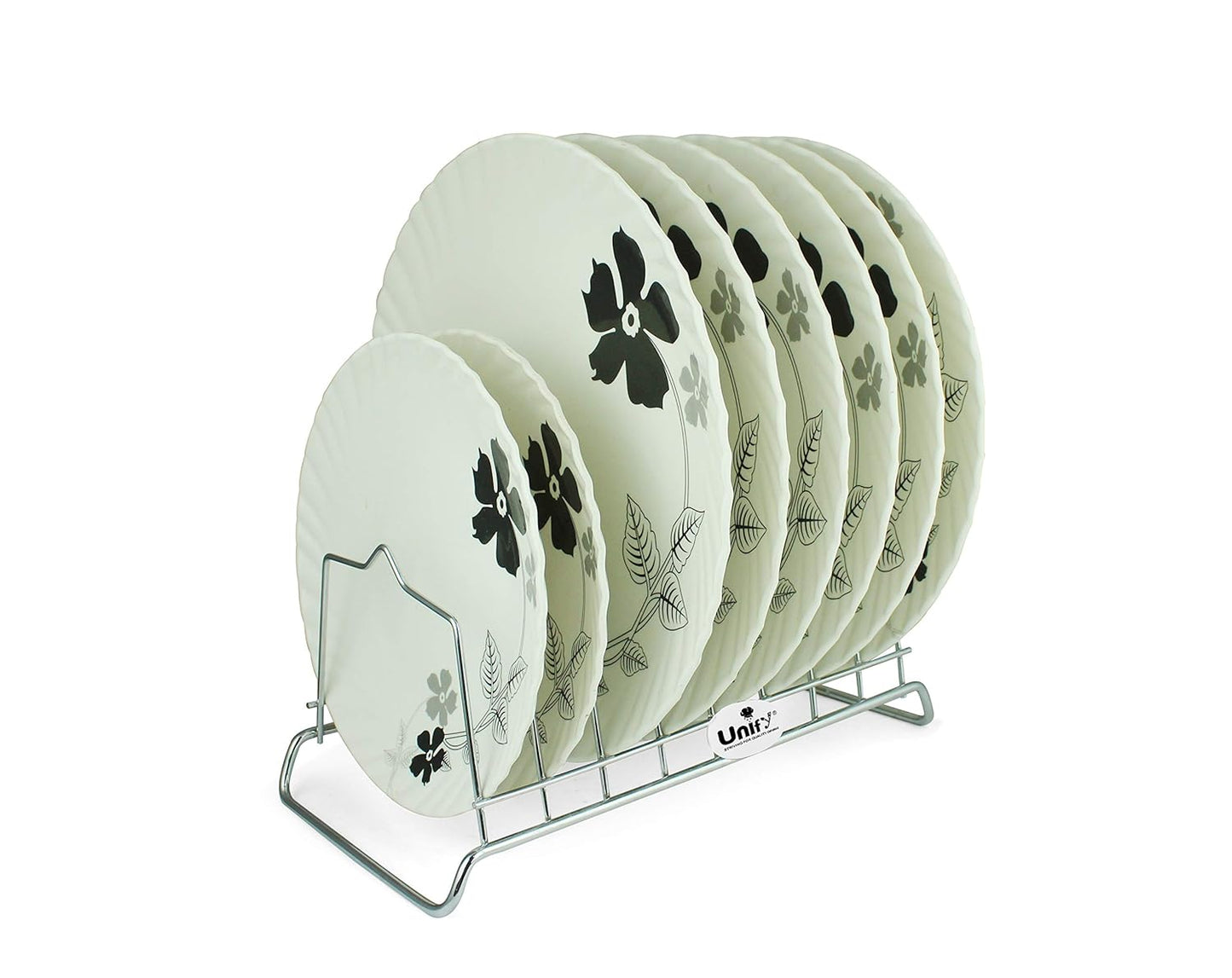 Stainless Steel Plate Rack for Kitchen | 8 Section Utensil & Dish Stand Silver