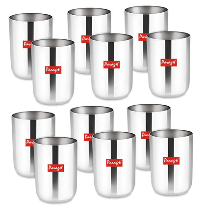 12pc Stainless Steel Glass Set | 300ml Scratch-Resistant | Silver