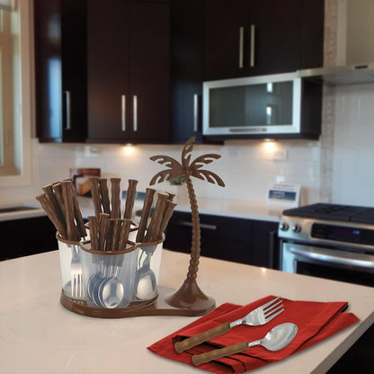 25 Pcs Stainless Steel Cutlery Set with Stand & Box for Kitchen & Dining | Brown