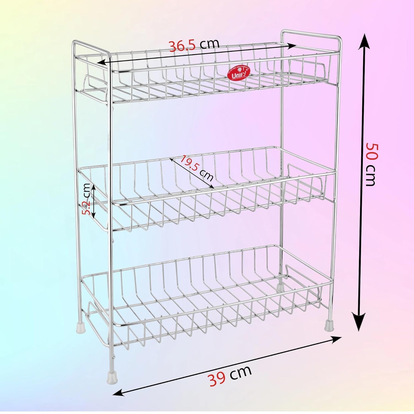 Stainless Steel 3 Tier Kitchen Spice Rack | Countertop Organizer with Shelf Liner for Cabinet & Pantry, Chrome