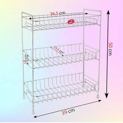 Stainless Steel 3 Tier Kitchen Spice Rack | Countertop Organizer with Shelf Liner for Cabinet & Pantry, Chrome
