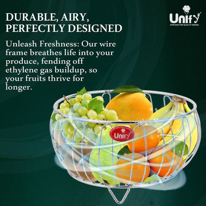 Stainless Steel Fruit Basket for Dining Table – Multipurpose Vegetable & Fruit Bowl, Countertop Stand, Onion Storage, 26x15x12 cm