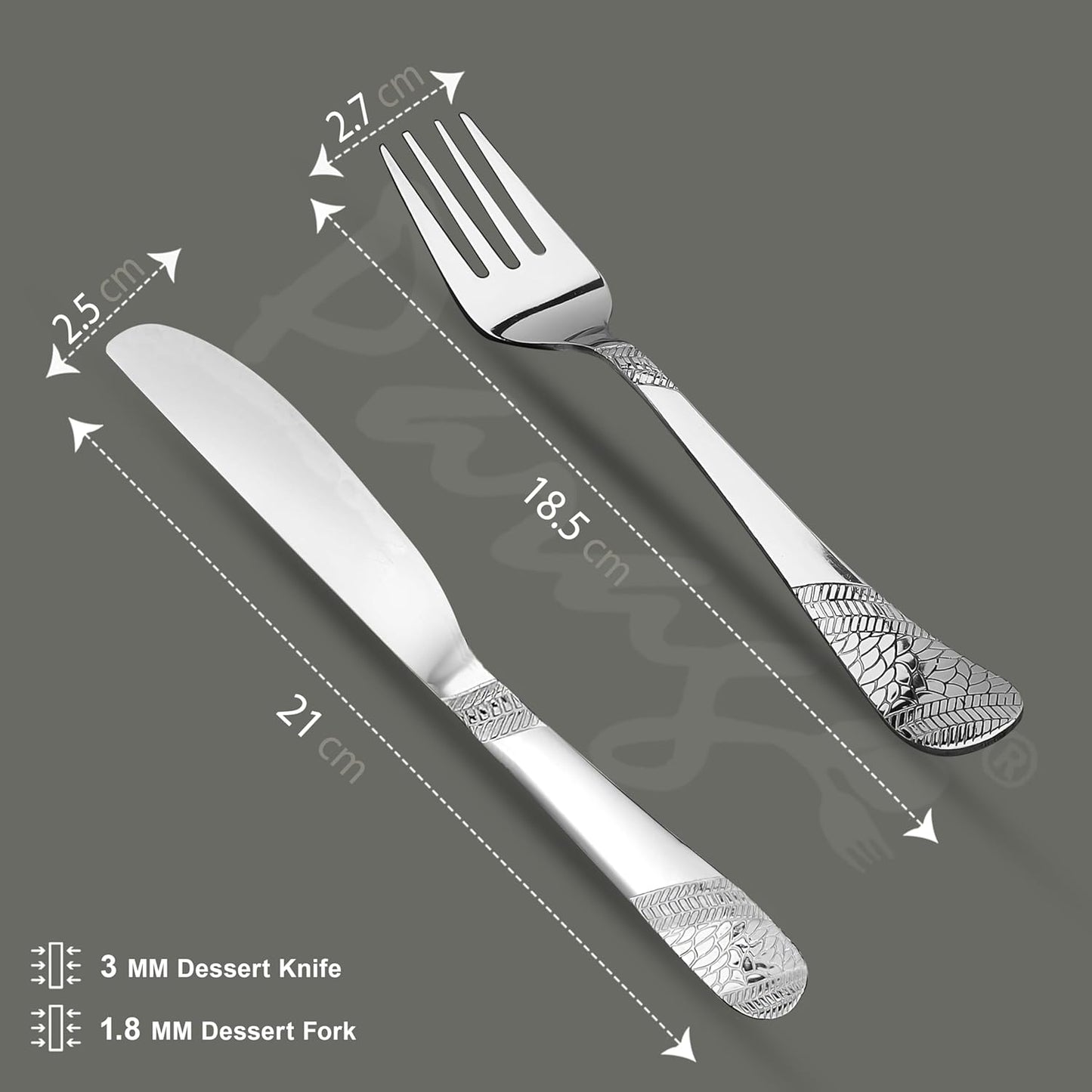 6pc Stainless Steel Knife Fork Set | 3mm Imperial | Silver