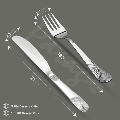 6pc Stainless Steel Knife Fork Set | 3mm Imperial | Silver