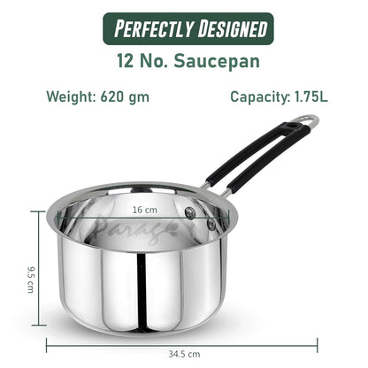 Stainless Steel Saucepan | 1.75L Heavy Gauge | Silver