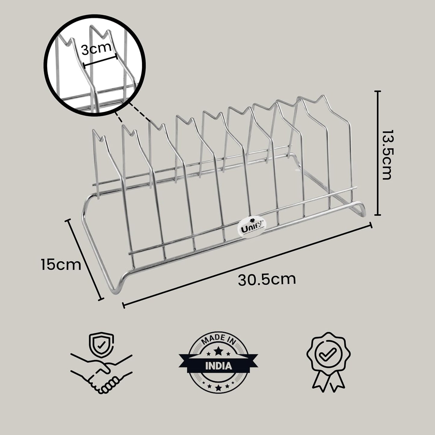 2 Pieces Stainless Steel Plate Rack, Kitchen Utensil Stand, Dish Organizer for Cabinet, Chrome Silver
