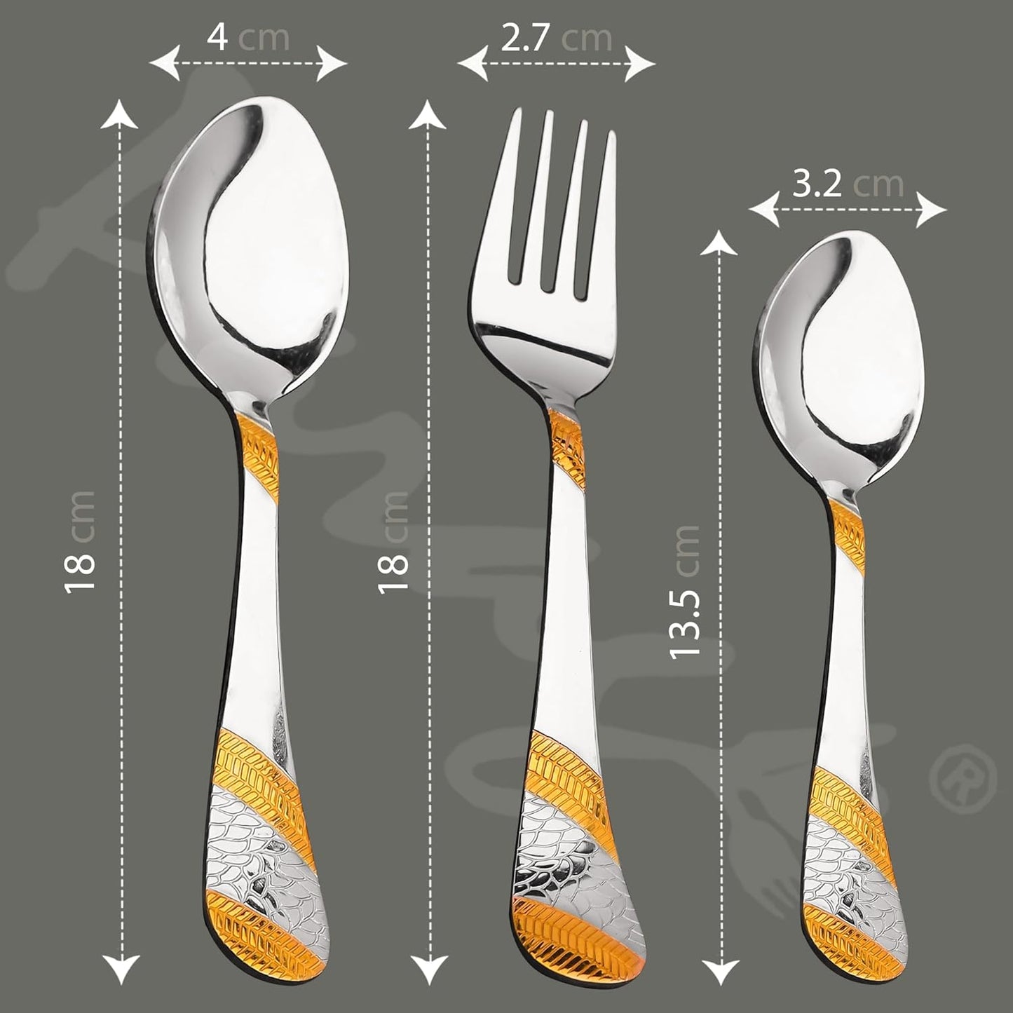 18pc Stainless Steel 24k Gold Cutlery | Spoons Forks Tea | Dining