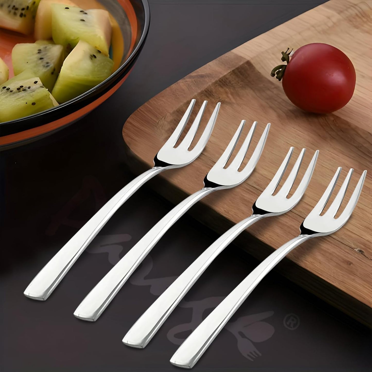 6 Pieces Stainless Steel Fruit Forks Set for Home & Kitchen – Fruit Picks for Kids, 11.5 cm Small Size, Pack of 6, Silver Finish