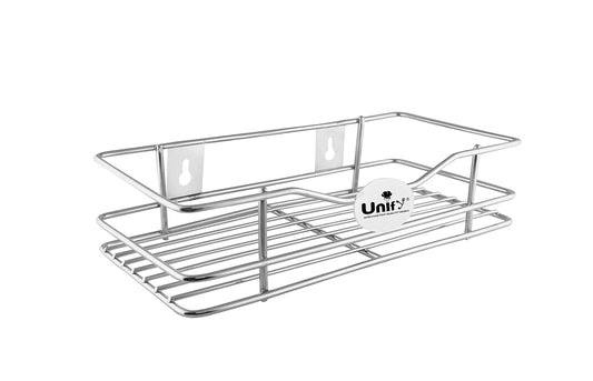 Stainless Steel Multipurpose Storage Rack – Bathroom Shelf & Organizer, Chrome Finish, 31×15×7 cm, Steel Accessories for Home