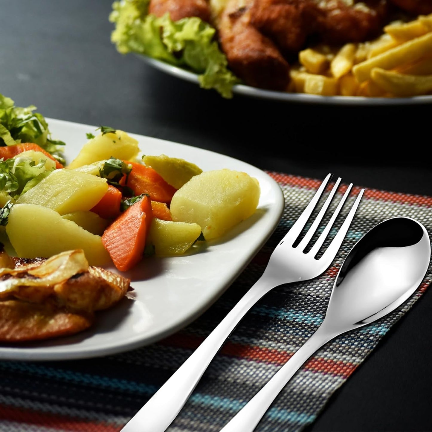 24 Pcs Premium Stainless Steel Cutlery Set for Home & Kitchen | Silver Tableware