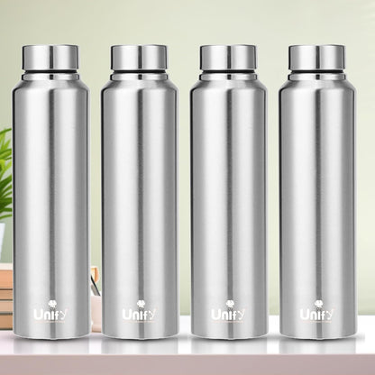 Stainless Steel Water Bottle 1L (Set of 4) | Leak-Proof, Rust-Free, BPA-Free | School, Gym, Travel