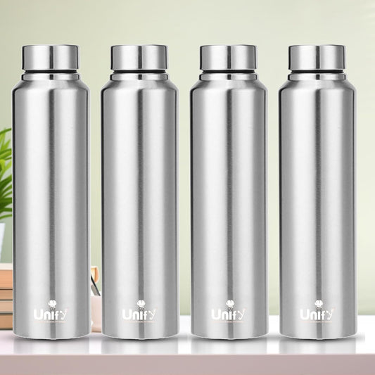 Stainless Steel Water Bottle 1L (Set of 4) | Leak-Proof, Rust-Free, BPA-Free | School, Gym, Travel