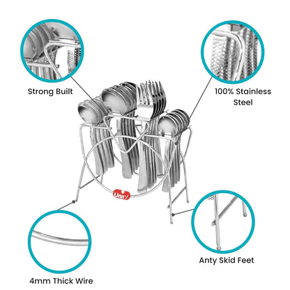 Stainless Steel Cutlery Stand | Square Spoon & Fork Holder for Dining Table