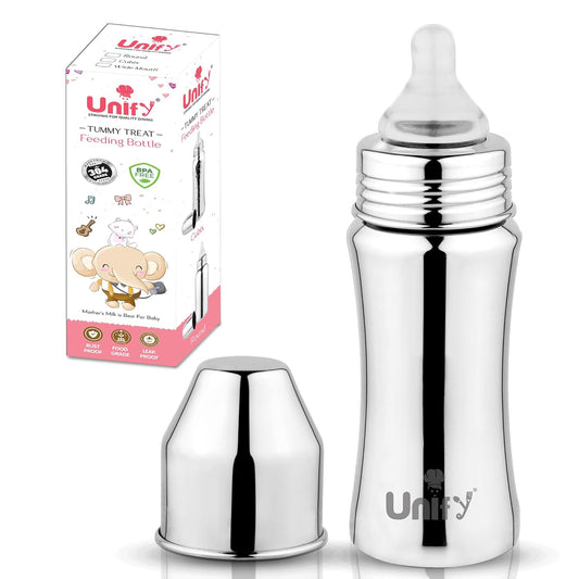 Stainless Steel Baby Feeding Bottle | 250ml, SUS 304, BPA-Free | Newborn, Anti-Colic