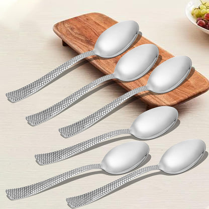 6 Pcs Stainless Steel Table Spoon Set with Zig Zag Design for Home & Kitchen