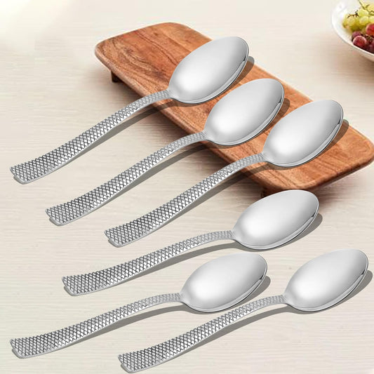 6 Pcs Stainless Steel Table Spoon Set with Zig Zag Design for Home & Kitchen