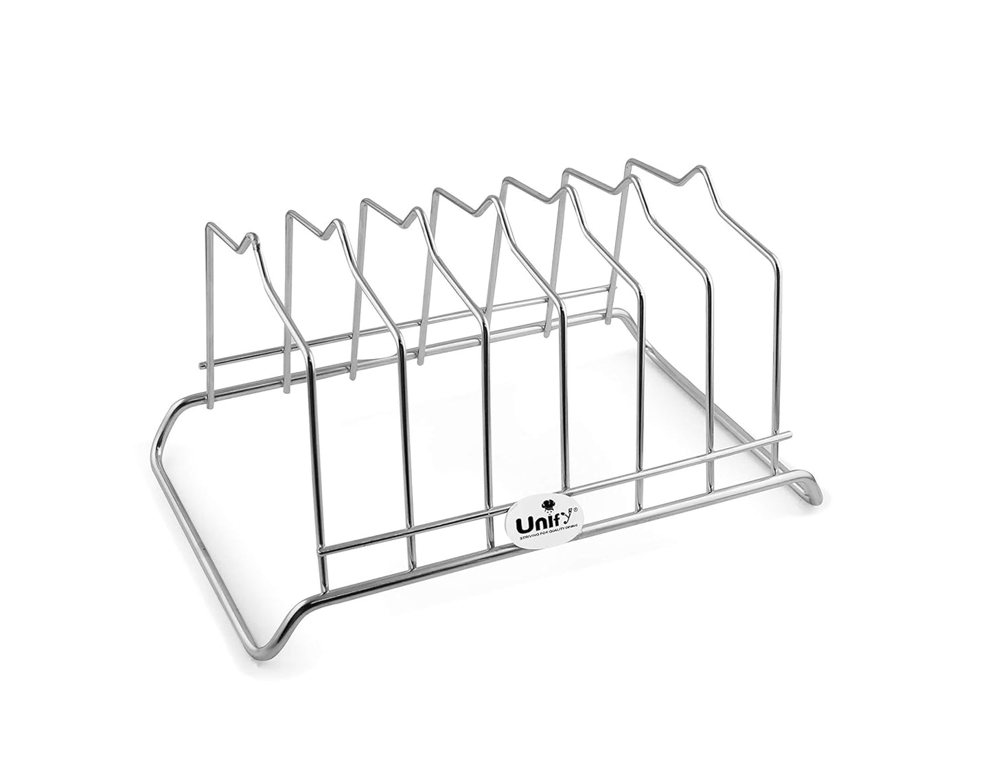 Stainless Steel Plate Rack for Kitchen | 6 Section Utensil & Dish Stand Silver