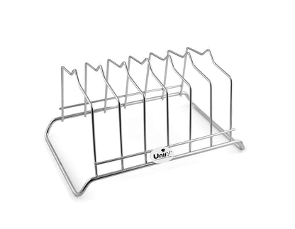 Stainless Steel Plate Rack for Kitchen | 6 Section Utensil & Dish Stand Silver