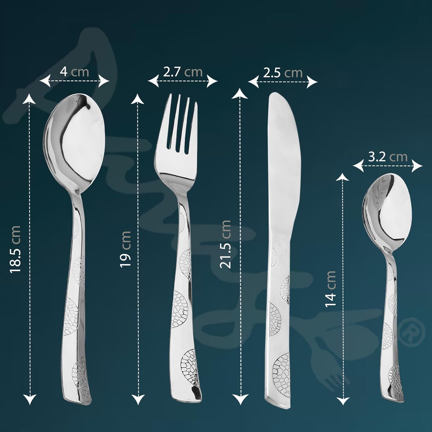 25 Pieces Stainless Steel Moonpress Cutlery Set with Wooden Hanging Stand – Includes 6 Tea Spoons, 6 Table Spoons, 6 Table Forks, 6 Knives, Stylish Dining Set