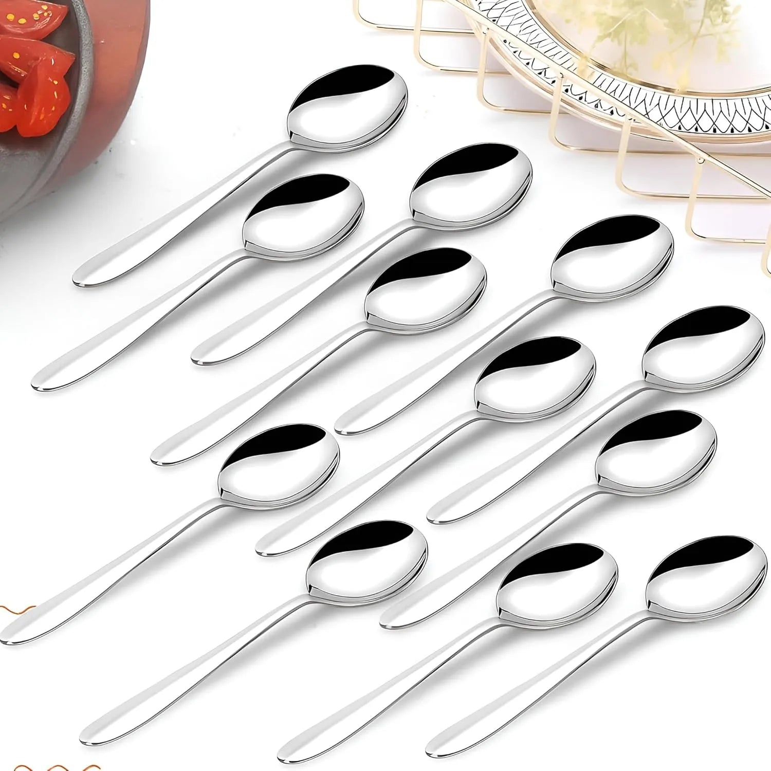 Stainless Steel Soup Spoon Set of 12 | 18 cm Tableware Spoons for Home & Kitchen (Sigma) 12SIGMA17SOUP 1