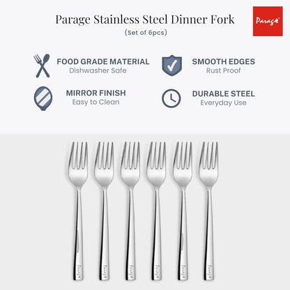 6-Piece Stainless Steel Table Fork Set | Fruit & Dining Forks, 18 cm, Silver