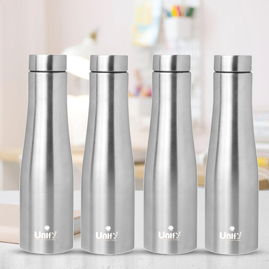 Stainless Steel Water Bottle 1L (Set of 4) | Leak-Proof, Rust-Free, BPA-Free | School, Gym, Travel