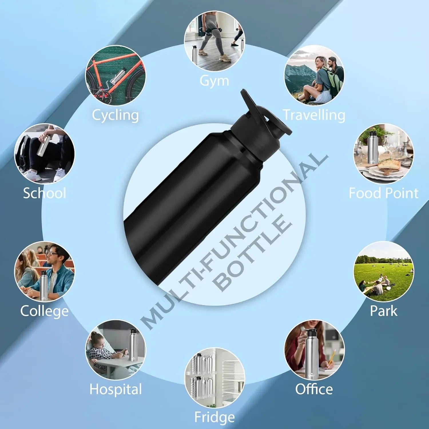 3pc Stainless Steel Sipper Bottles | 1L Saturn Black3SATURNSIPBLACK1 3