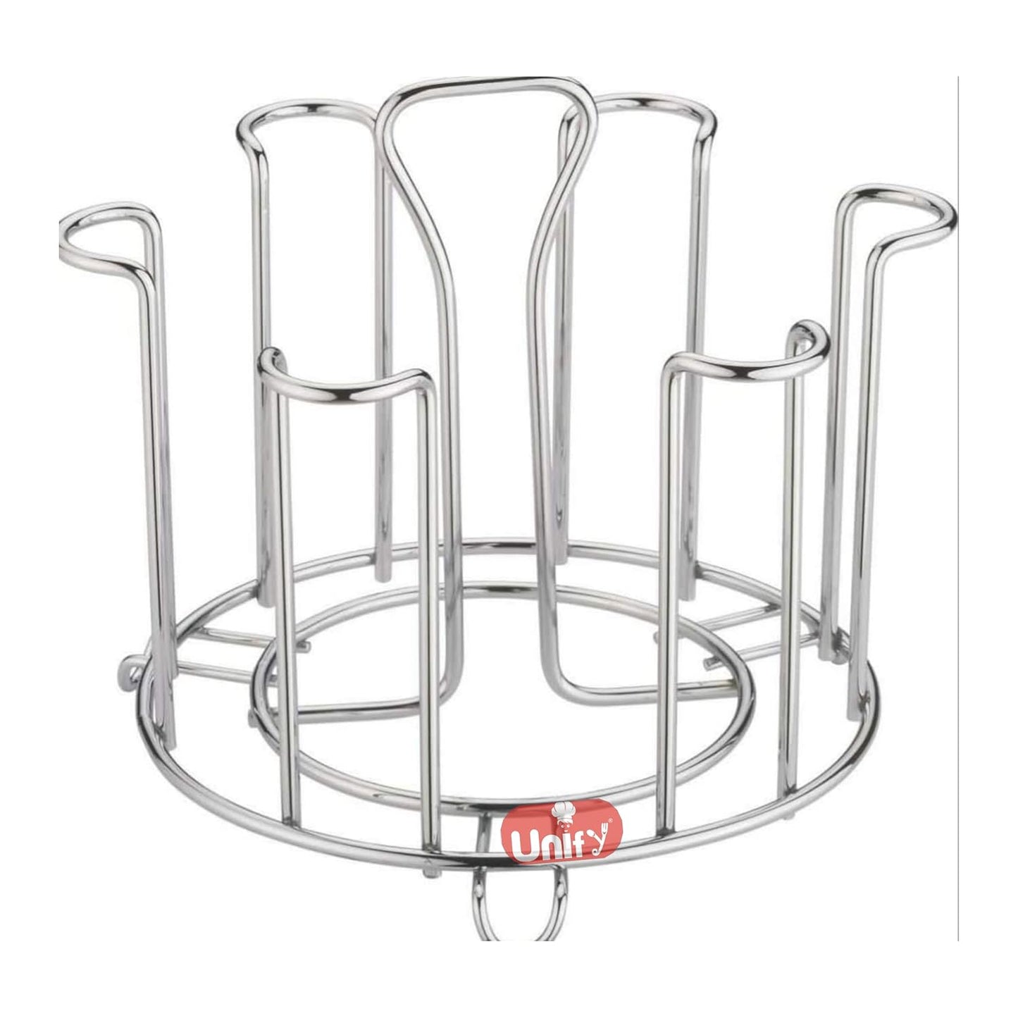 Stainless Steel Glass Holder Stand | 6 Glass Tumbler Rack for Kitchen Chrome