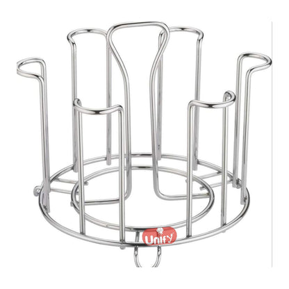 Stainless Steel Glass Holder Stand | 6 Glass Tumbler Rack for Kitchen Chrome