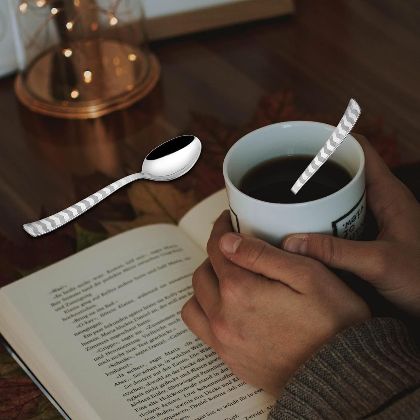 Stainless Steel Tea Spoon Set of 6 | Arrow Design Small Spoons for Home & Kitchen | 14 cm, Silver