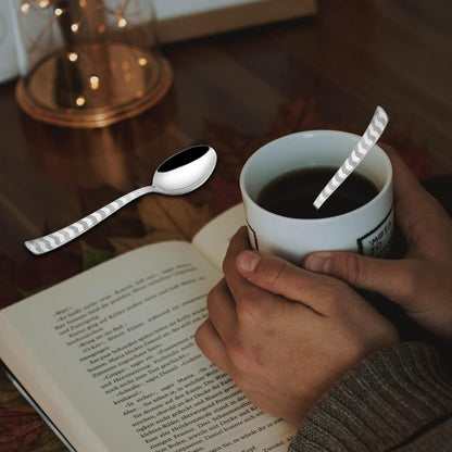 Stainless Steel Tea Spoon Set of 6 | Arrow Design Small Spoons for Home & Kitchen | 14 cm, Silver