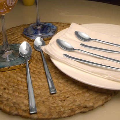 6 Pcs Stainless Steel Soda Spoon Set | 20.5 cm Long Handle Ice Cream Spoon Silver