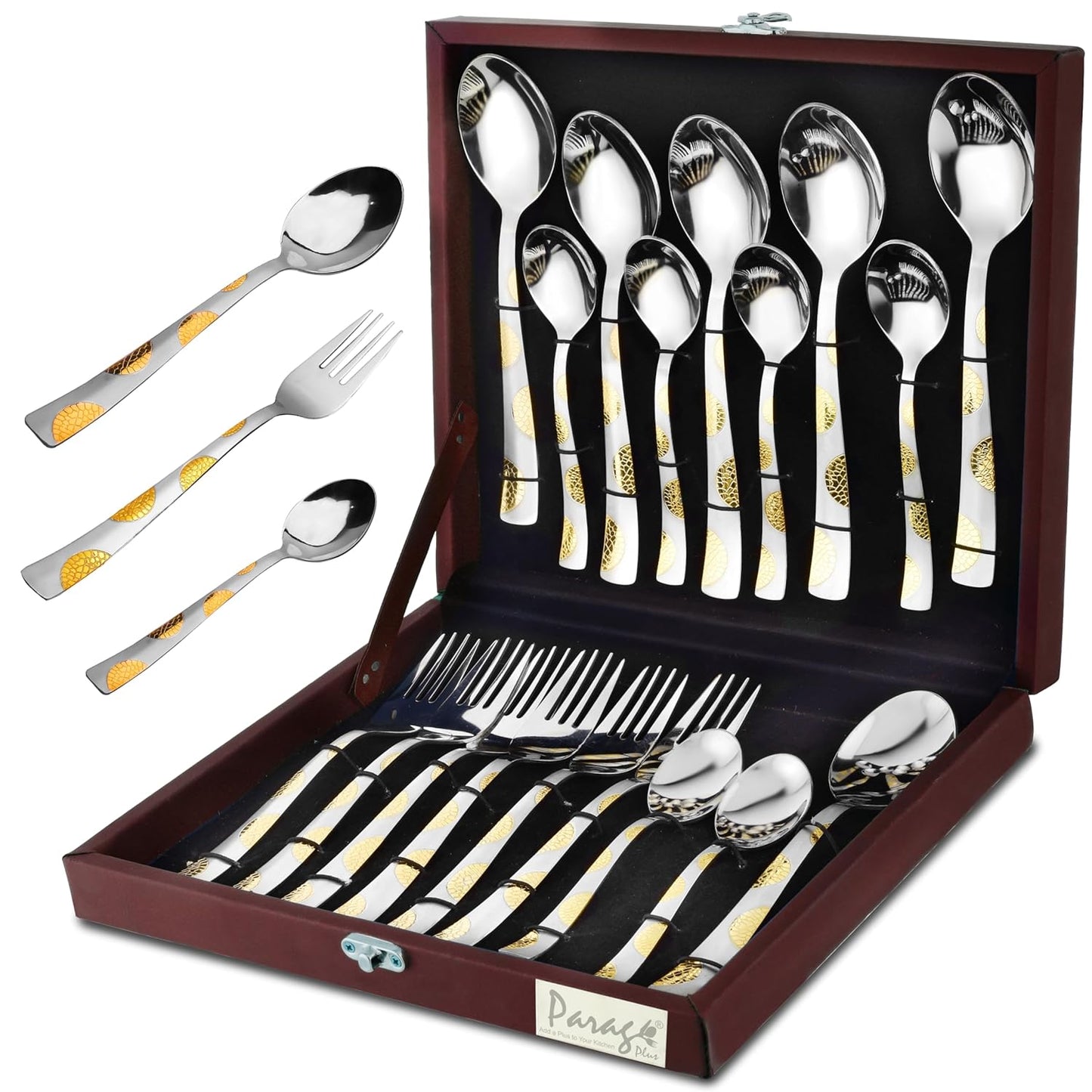 18pc Stainless Steel Golden Cutlery | Gift Box | Moonpress