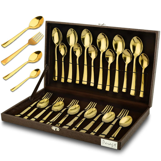 24pc Stainless Steel Golden Cutlery | Gift Box | PVD Gold