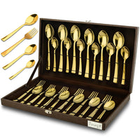 24pc Stainless Steel Golden Impress Cutlery | Gift Box | PVD Gold